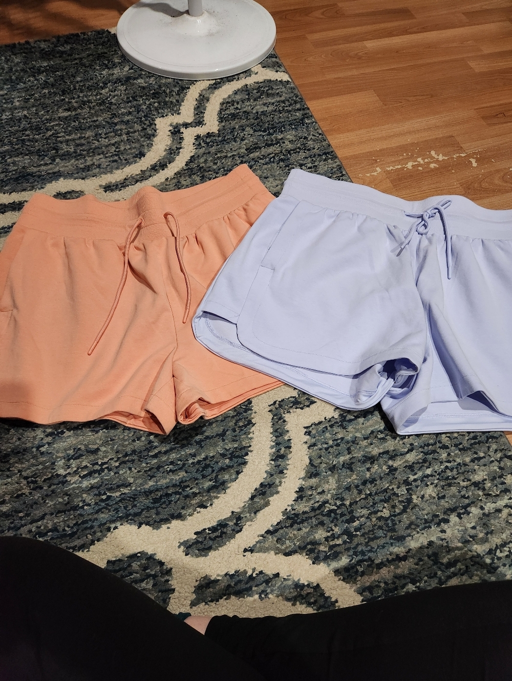Women's Peach and Light Blue Drawstring Lounge Shorts